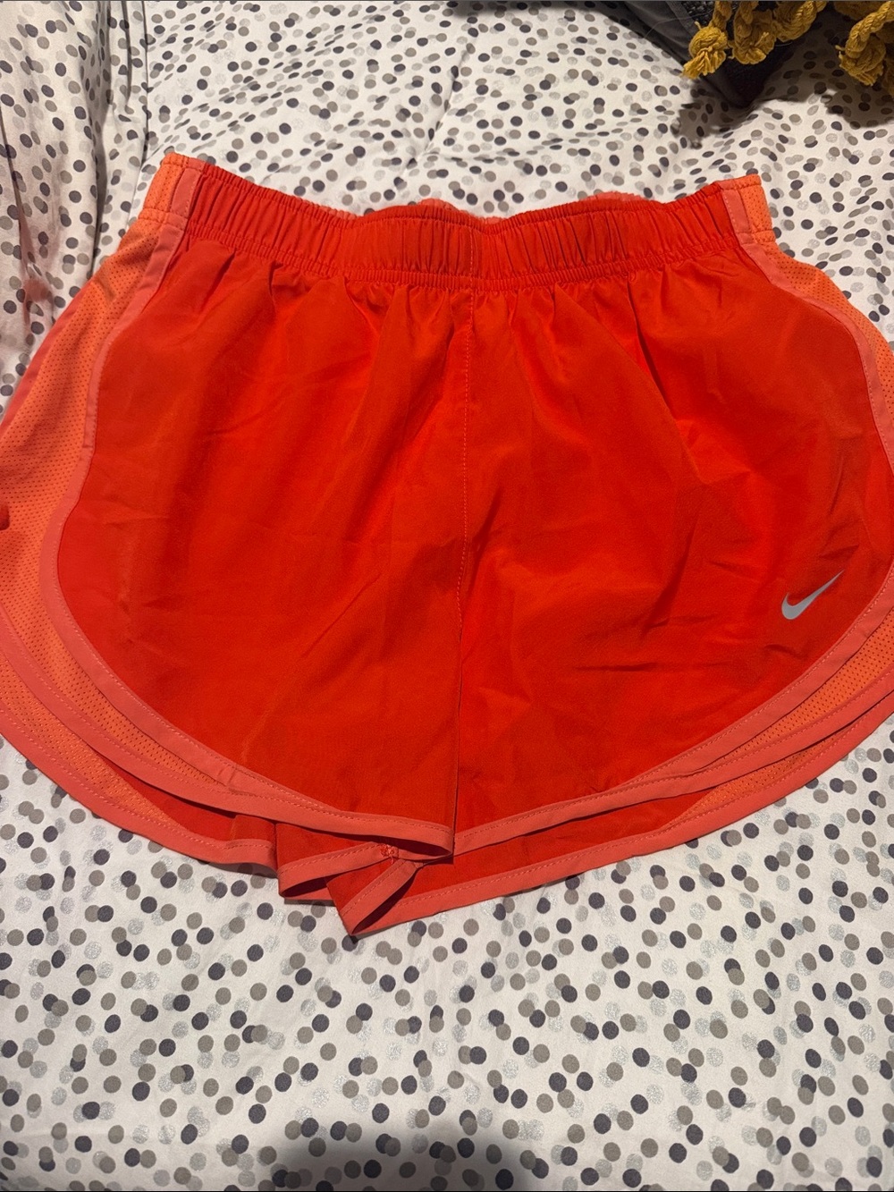 Nike Women's Orange Athletic Running Shorts with Swoosh